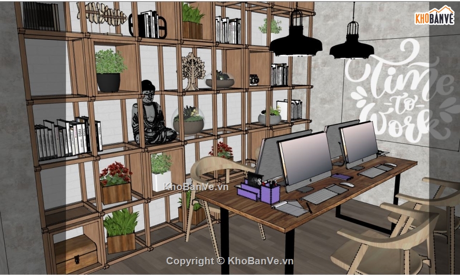 su phòng làm việc,nội thất phòng làm việc,sketchup phòng làm việc,file sketchup phòng làm việc