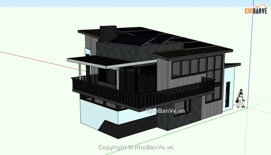 biệt thự 2 tầng file su,dựng biệt thự trên sketchup,dựng model su nhà biệt thự