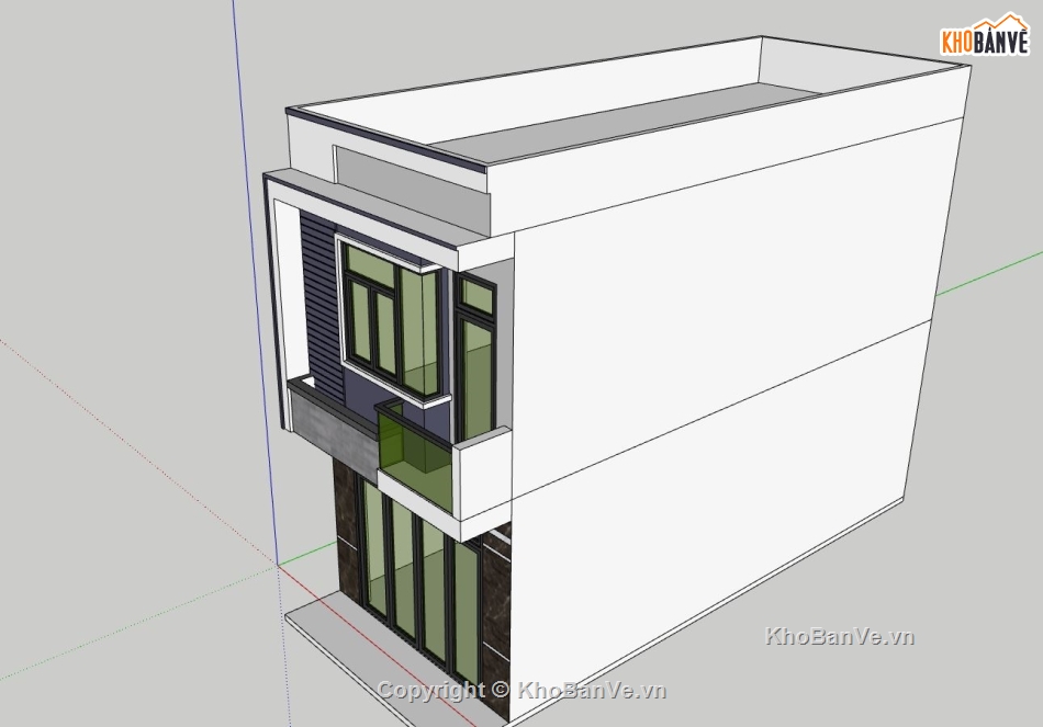 nhà phố 2 tầng,file sketchup nhà phố,nhà phố hiện đại