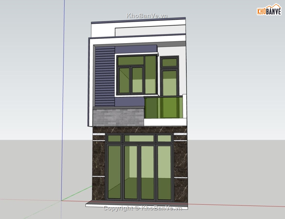 nhà phố 2 tầng,file sketchup nhà phố,nhà phố hiện đại