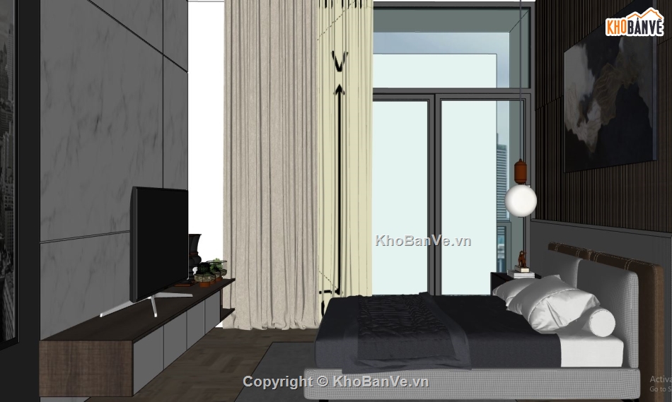 sketchup nội thất phòng ngủ,thiết kế phòng ngủ hiện đại,thiết kế phòng ngủ đẹp,model sketchup phòng ngủ