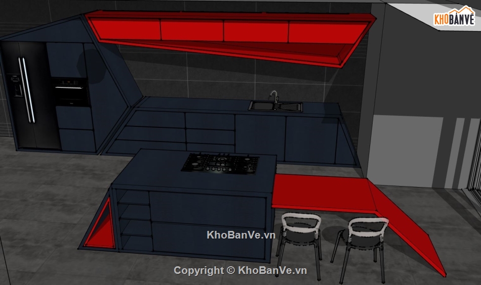 phòng bếp sketchup,sketchup phòng bếp,model su phòng bếp