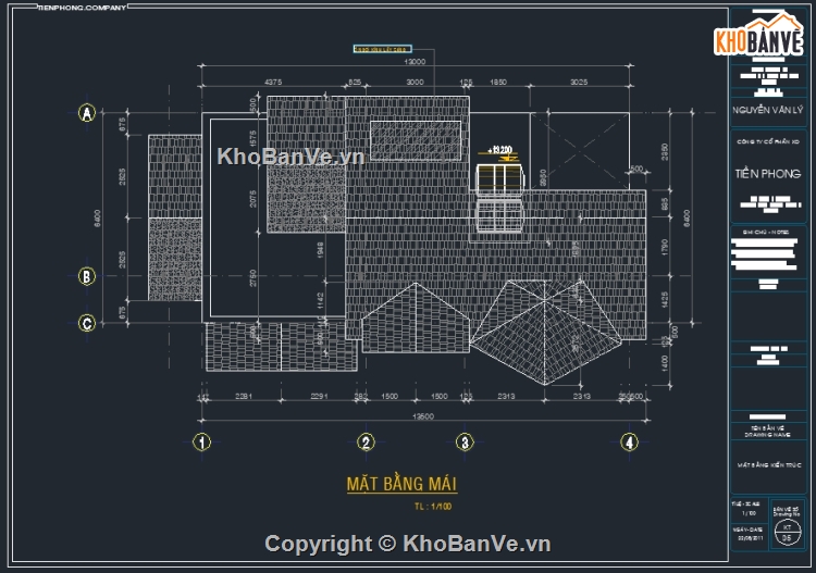 Biệt thự 3 tầng 8.7x13m,kiến trúc biệt thự 3 tầng,bản vẽ biệt thự 3 tầng dự toán,thiết kế biệt thự 3 tầng
