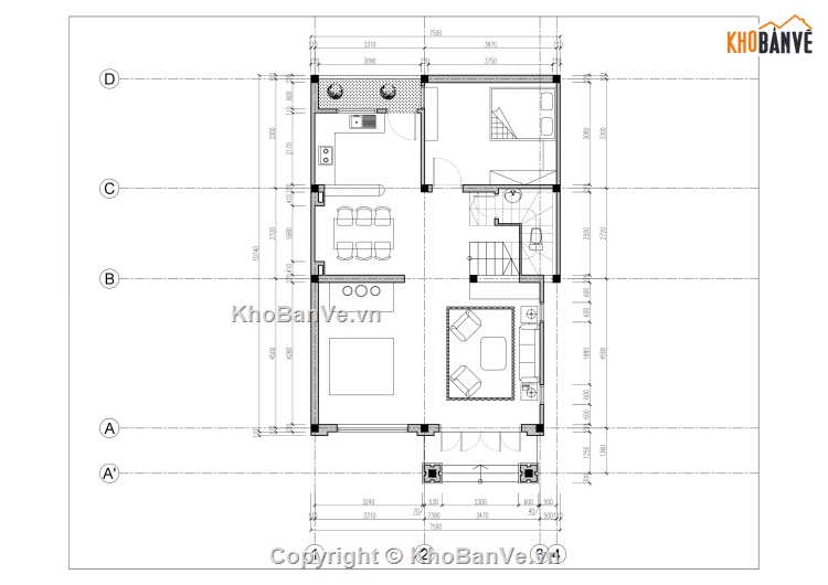 biệt thự  3 tầng,biệt thự tân cổ 3 tầng 7.5x10.74m,Full bản vẽ biệt thự tân cổ 3 tầng,full bản vẽ biệt thự 3 tầng phối cảnh su,cad biệt thự 3 tầng