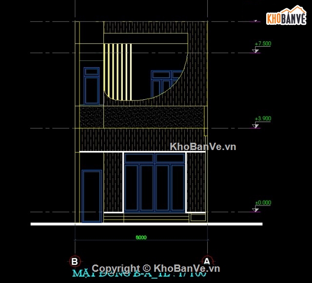 Biệt thự 2 tầng,Biệt thự Nhà phố 2 tầng 6x20m,CAD Biệt thự Nhà phố 2 tầng,Nhà phố 2 tầng 6x20m