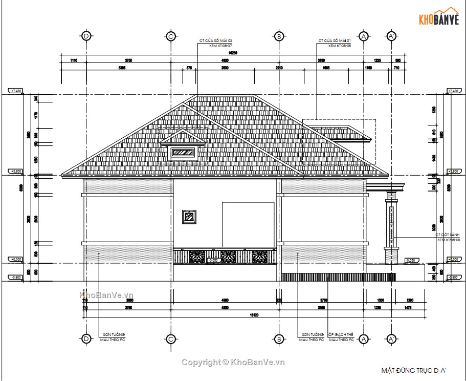 Full bản vẽ file cad (pdf)+ kinh phí nhà 1 tầng nông thôn mái ngói ...