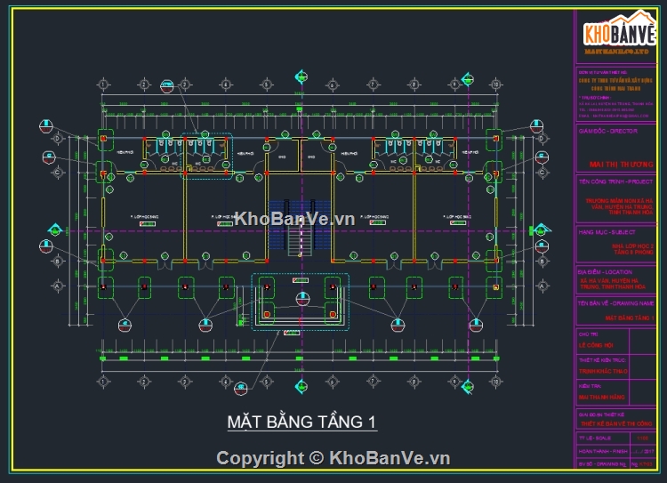 mầm non 2 tầng 8 phòng,file cad trường mầm non,trường mầm non 13.84x30.14m,bản vẽ trường mầm non,trường mầm non 2 tầng