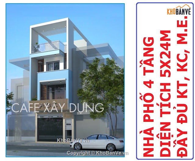 Bản vẽ nhà phố 5x17m,file cad nhà phố,nhà phố 4 tầng,nhà 4 tầng,nhà phố hiện đại,autocad nhà phố 4 tầng