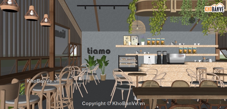 Model quán cafe,quán cà phê su,quán coffee,Model su 2019 quán cà phê,sketchup tiệm cafe