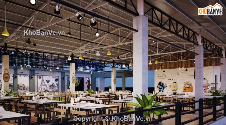 max Nhà hàng 2 tầng,nhà hàng hải sản max,Nhà hàng,3Dmax hàng quán,3dmax nhà hàng 2 tầng