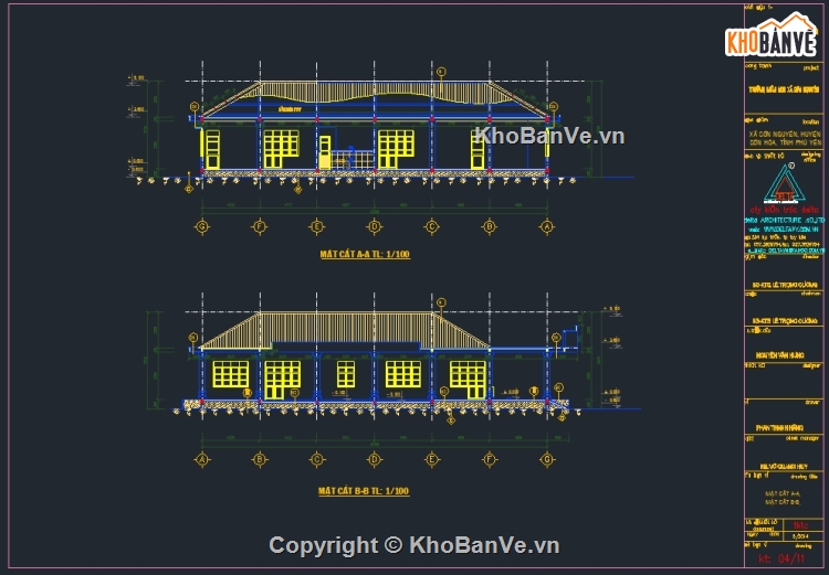 thiết kế nhà lớp học,nhà lớp học 4 phòng,cad trường mầm non,bản vẽ trường mần non,trường mầm non 1 tầng 7.25x24m