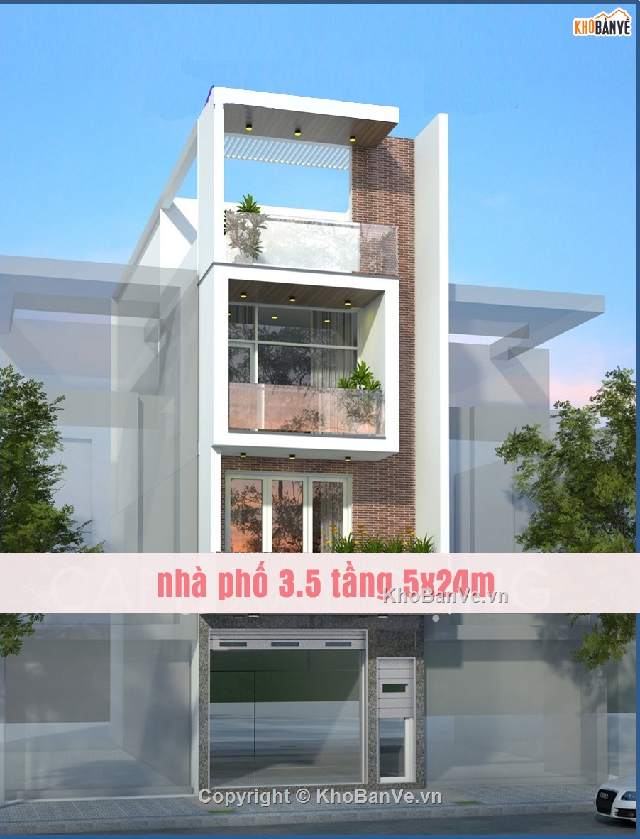 Nhà phố 3 tầng 5x25m,bản vẽ nhà phố 5x24m,nhà phố 3.5 tầng,nhà phố 4 tầng,file cad nhà phố 3.5 tầng