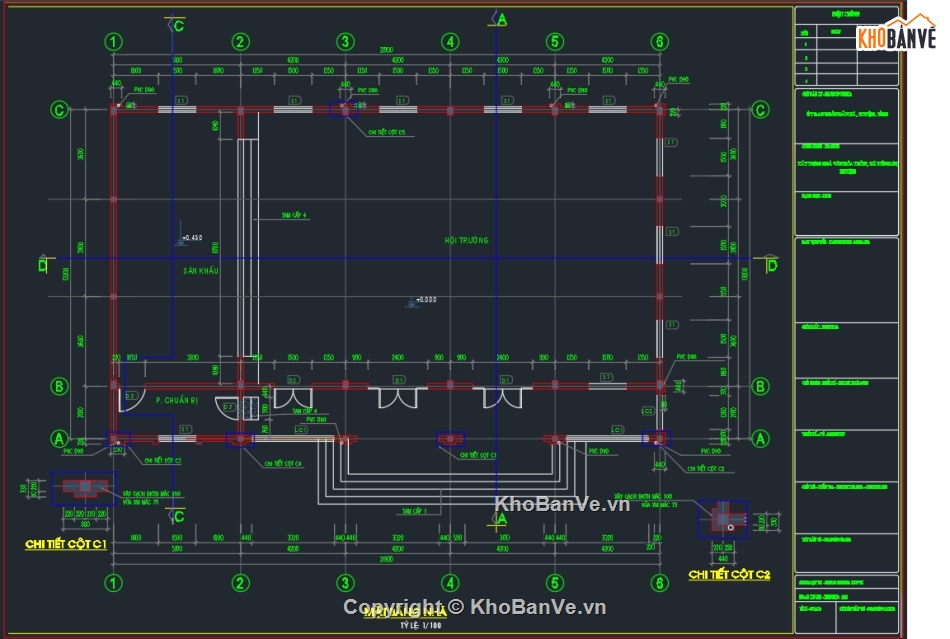 thiết kế nhà văn hóa,cad nhà văn hóa,công trình xã hội,nhà văn hóa 2 tầng