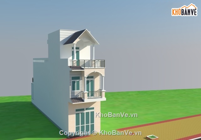nhà 3 tầng 4.2x22.38m,Bản vẽ nhà ở 3 tầng,nhà phố 3 tầng,thiết kế nhà phố 3 tầng