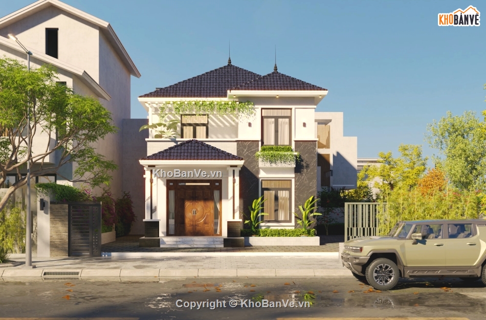 Biệt thự 2 tầng,nhà mái nhật 2 tầng,full hồ sơ thiết kế nhà biệt thự mái nhật 2 tầng,kiến trúc kết cấu nhà mái nhật,file cad nhà mái nhật 2 tầng,biệt thự 8x12m