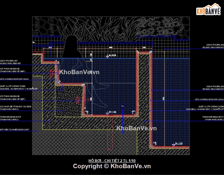 chi tiết sân vườn,biệt thự vườn có hồ bơi,bản vẽ sân vườn,file cad sân vườn