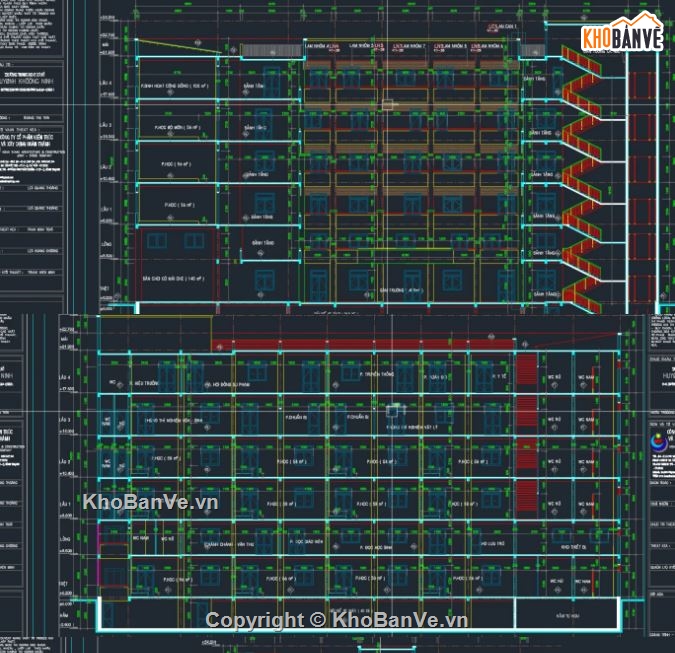 bản vẽ trường học 5 tầng,trường học file cad,file cad trường học
