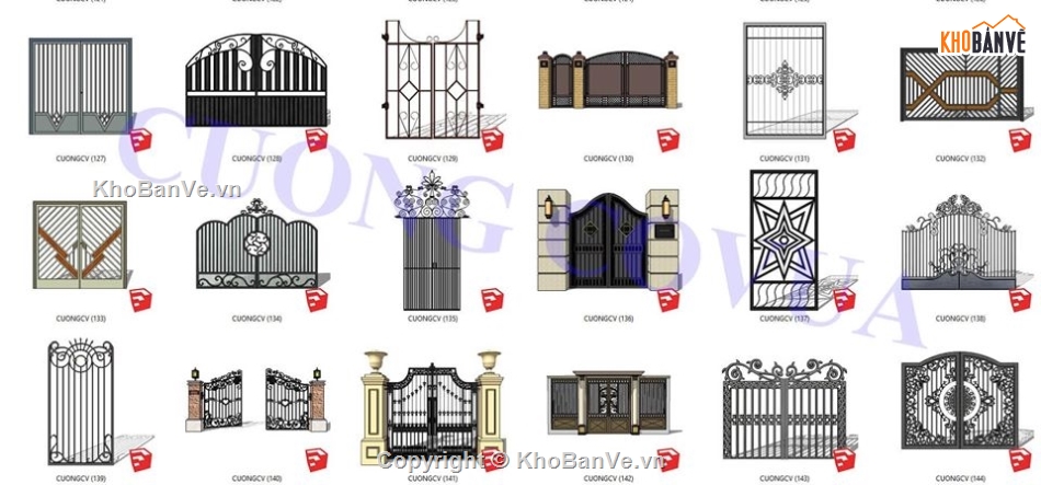 Full model Sketchup nhiều mẫu cửa cổng