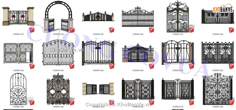 Full model Sketchup nhiều mẫu cửa cổng