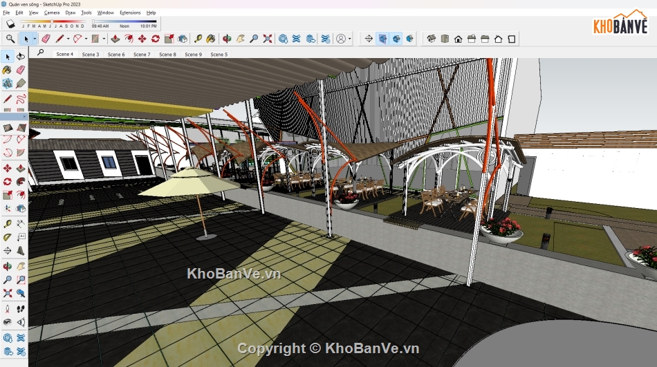 QUÁN,VEN SÔNG,MODEL QUÁN,SKETCHUP QUAN,QUAN NHAU,NHA HANG TIEC CUOI