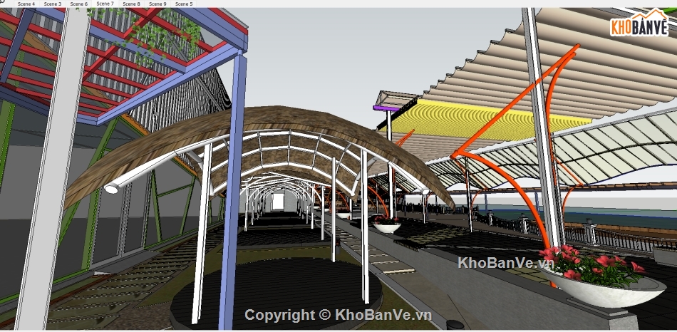 QUÁN,VEN SÔNG,MODEL QUÁN,SKETCHUP QUAN,QUAN NHAU,NHA HANG TIEC CUOI