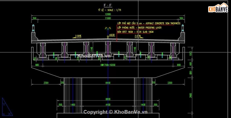 cầu dầm,Bản vẽ dầm,Bản vẽ cầu dầm