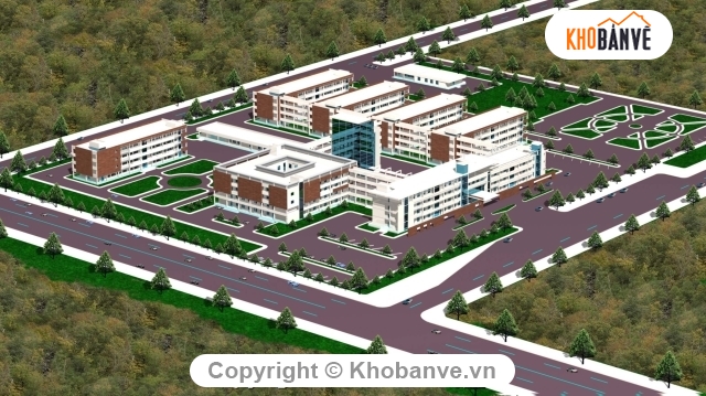 bản vẽ bệnh viện,kiến trúc bệnh viện,bệnh viện đa khoa Bắc Ninh,mẫu bệnh viện đa khoa