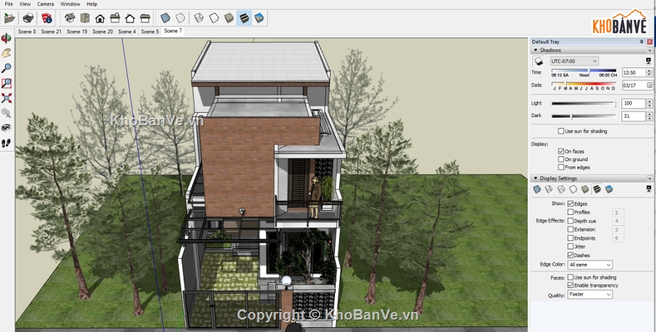 Sketchup biệt thự,SU biệt thự 2.5 tầng,Model su biệt thự 2.5 tầng,Sketchup biệt thự nhà phố 2.5 tầng,nhà phố 2.5 tầng