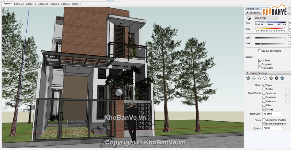 Sketchup biệt thự,SU biệt thự 2.5 tầng,Model su biệt thự 2.5 tầng,Sketchup biệt thự nhà phố 2.5 tầng,nhà phố 2.5 tầng