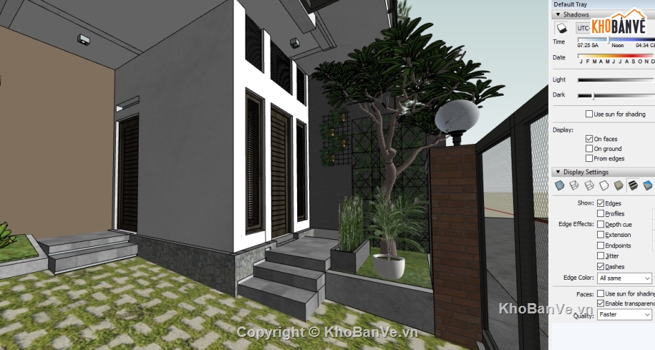 Sketchup biệt thự,SU biệt thự 2.5 tầng,Model su biệt thự 2.5 tầng,Sketchup biệt thự nhà phố 2.5 tầng,nhà phố 2.5 tầng