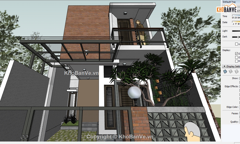 Sketchup biệt thự,SU biệt thự 2.5 tầng,Model su biệt thự 2.5 tầng,Sketchup biệt thự nhà phố 2.5 tầng,nhà phố 2.5 tầng