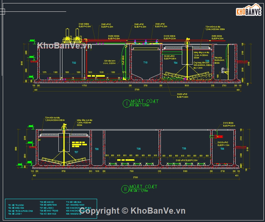 trạm xử lý nước thải,hệ thống xử lý nước thải,cad xử lý nước thải