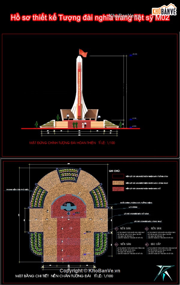 hồ sơ thiết kế tượng đài,tượng đài,file cad tượng đài