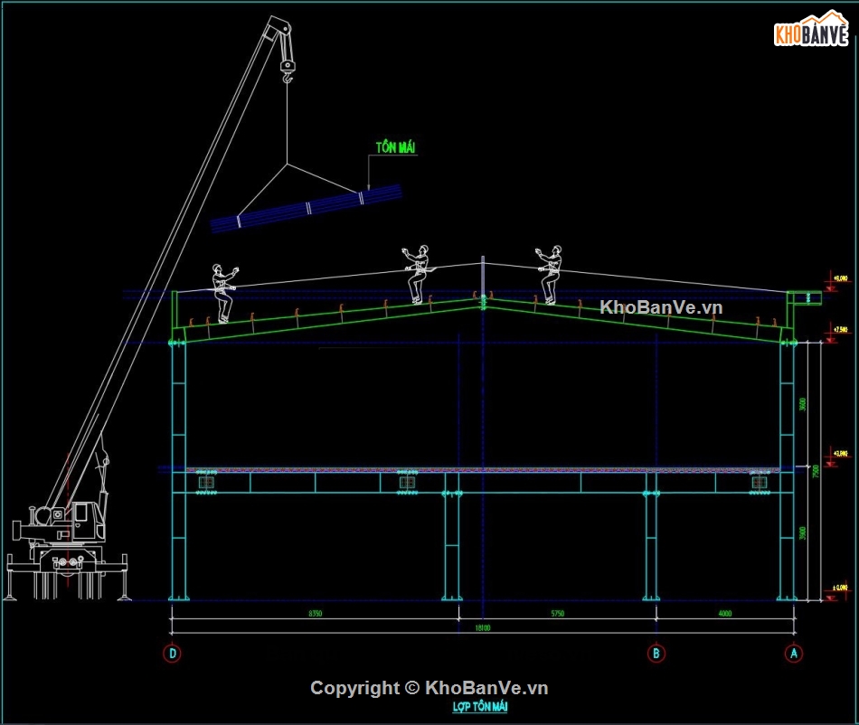nhà thép 2 tầng,BPTC,biện pháp thi công