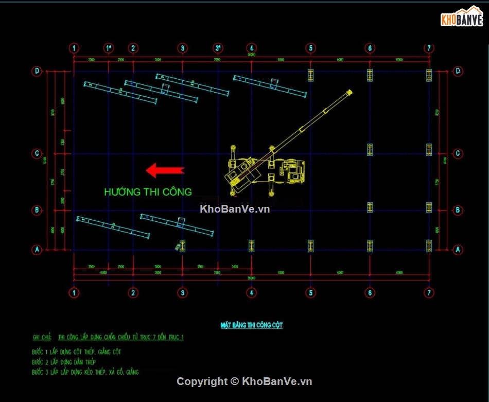 nhà thép 2 tầng,BPTC,biện pháp thi công