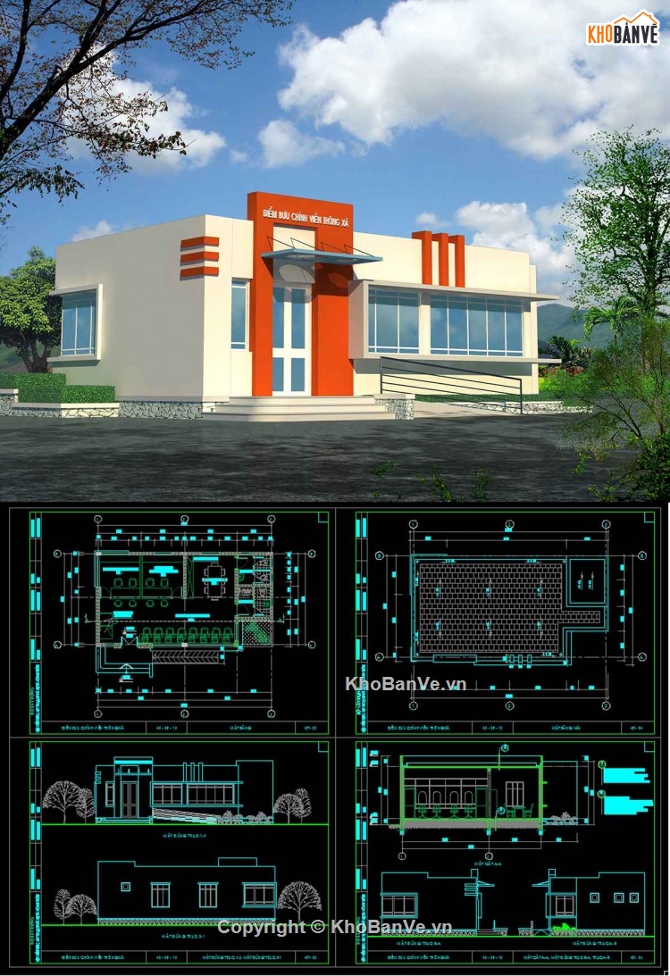 tòa nhà viễn thông,thiết kế nhà,cad tòa nhà,viễn thông
