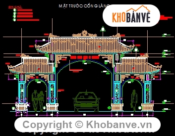 cổng làng văn hóa,mẫu cổng làng văn hóa,Cổng làng 8.1x27.5m,bản vẽ cổng làng,cad cổng làng văn hóa