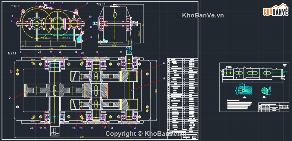 Hộp giảm tốc,file cad hộp giảm tốc,bản vẽ hộp giảm tốc