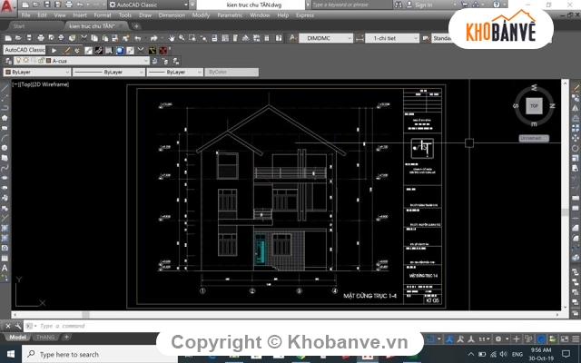 Bản vẽ kiến trúc Nhà,kiến trúc 3 tầng,Nhà 3 tầng chữ L 9x11m,Nhà 3 tầng