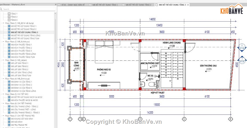 nhà phố 3 tầng,nhà phố 3 tầng revit,nhà phố 4 tầng revit,revit nhà phố 3 tầng,Bản vẽ nhà phố