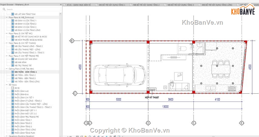 nhà phố 3 tầng,nhà phố 3 tầng revit,nhà phố 4 tầng revit,revit nhà phố 3 tầng,Bản vẽ nhà phố