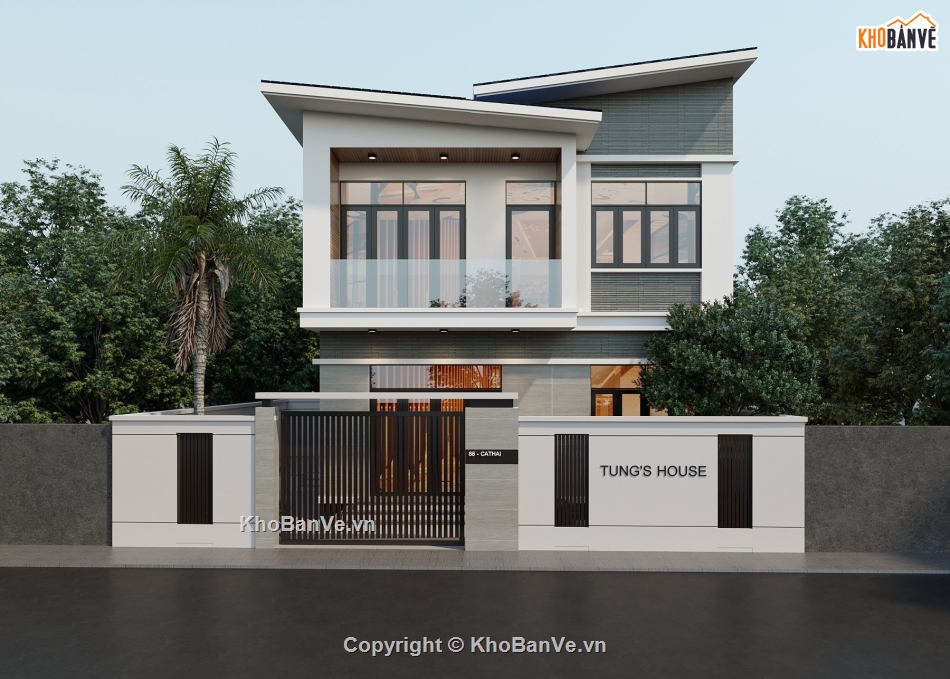 Hồ sơ thiết kế,Bản vẽ thiết kế,biệt thự 2 tầng hiện đại,Biệt thự hiện đại,Biệt thự 2 tầng,Biệt thự 2 tầng 8.1mx8.8m