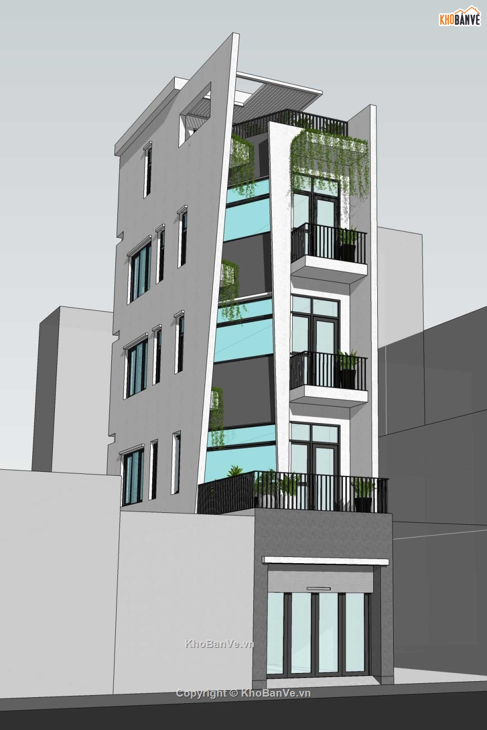 Nhà phố 5 tầng,Nhà phố 3.6x18,Nhà phố hiện đại,Phương án nhà phố,File sketchup nhà phố hiện đại