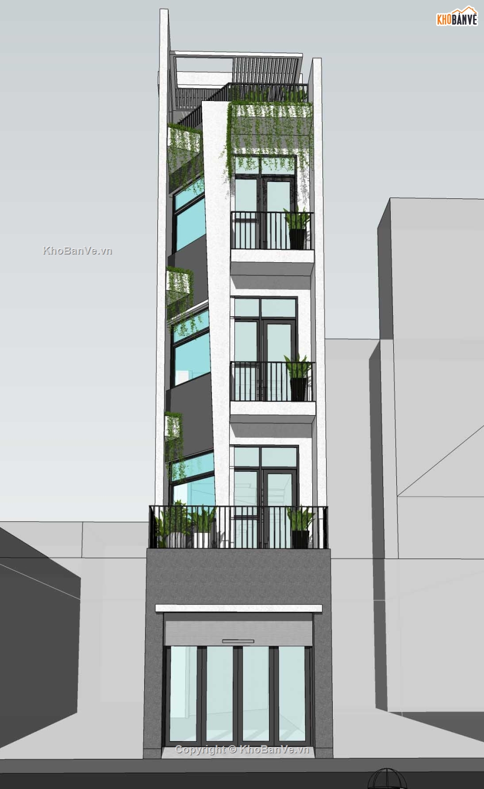 Nhà phố 5 tầng,Nhà phố 3.6x18,Nhà phố hiện đại,Phương án nhà phố,File sketchup nhà phố hiện đại