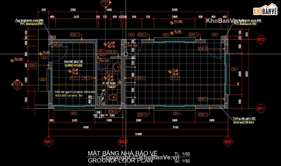 nhà bảo vệ,thiết kế nhà bảo vệ,file autocad nhà bảo vệ