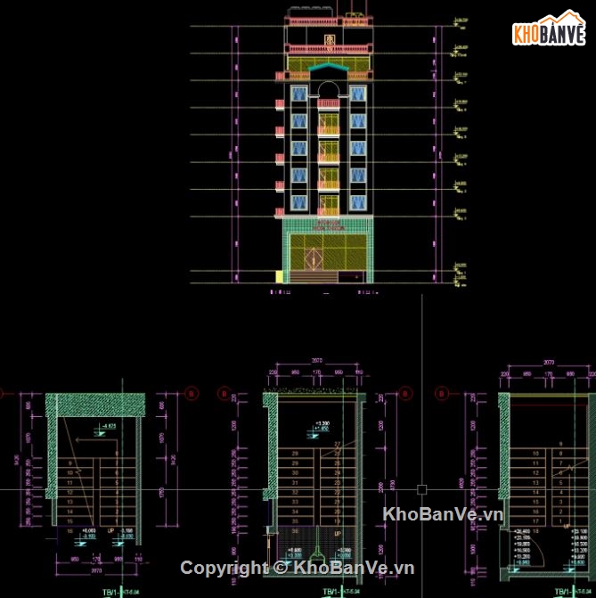 khách sạn 7 tầng,cad khách sạn,bản vẽ khách sạn 7 tầng,autocad khách sạn