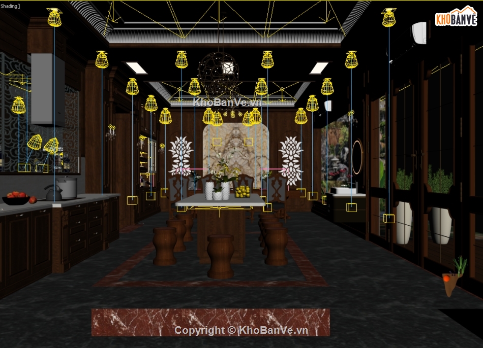 bếp tân cổ điển,bếp file 3dmax,thiết kế phòng bếp đẹp