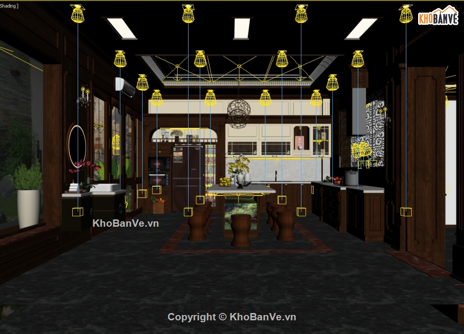 bếp tân cổ điển,bếp file 3dmax,thiết kế phòng bếp đẹp