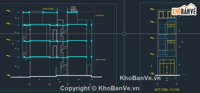 nhà phố 3 tầng 1 tum,nhà phố 3 tầng,bản vẽ nhà phố 3 tầng,nhà phố 3 tầng file cad