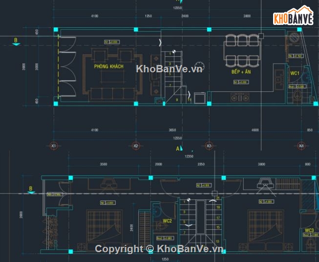 nhà phố 3 tầng 1 tum,nhà phố 3 tầng,bản vẽ nhà phố 3 tầng,nhà phố 3 tầng file cad
